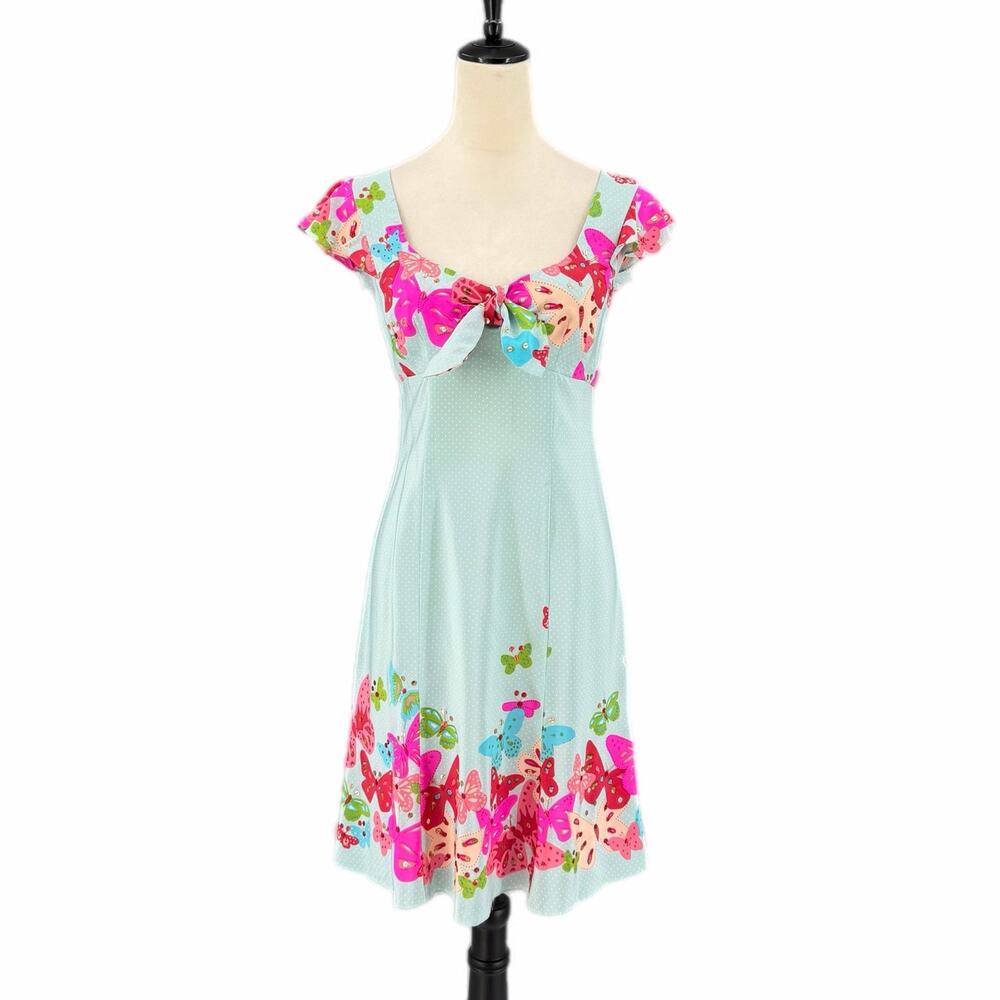 Nanette Lepore Vintage 90’s Y2K Silk Butterfly Whimsical Fairycore Mini Dress